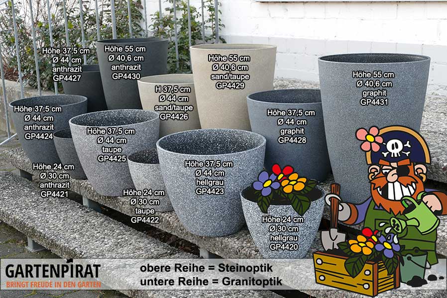 Pflanzkübel 55 cm hoch rund anthrazit – frostsicher & robust