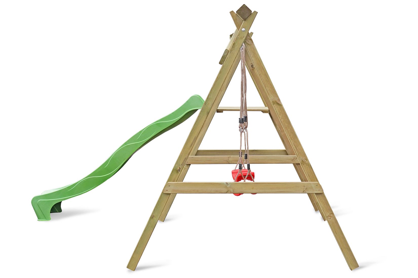 Schaukelgerüst Typ 4.2 mit Doppelschaukel und Rutsche für Kinder