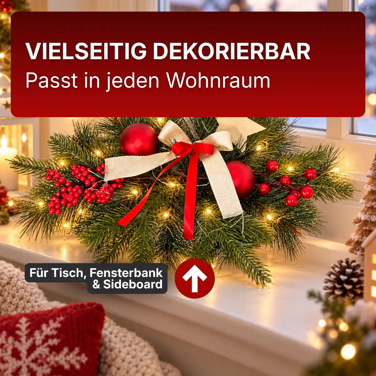 Adventsgesteck für Tisch, Fensterbank & Sideboard