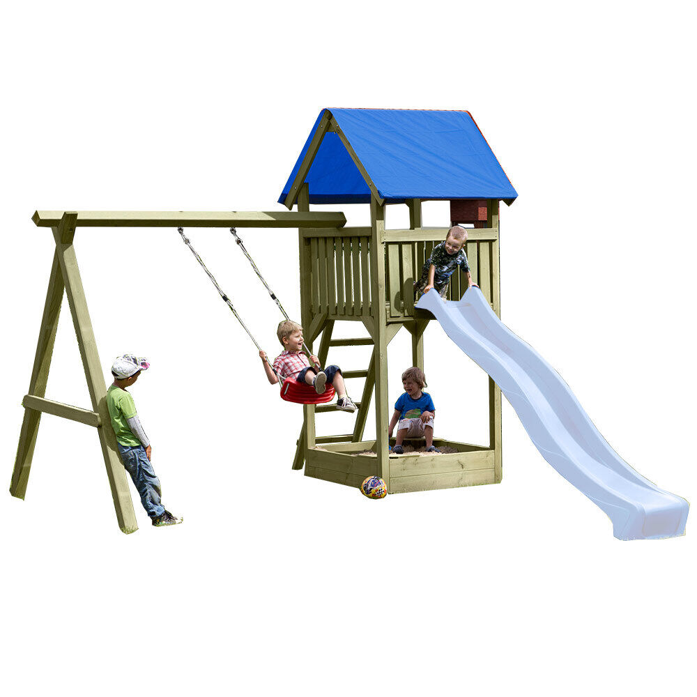 Spielturm Premium S für Kinder mit Sandkasten und Schaukel