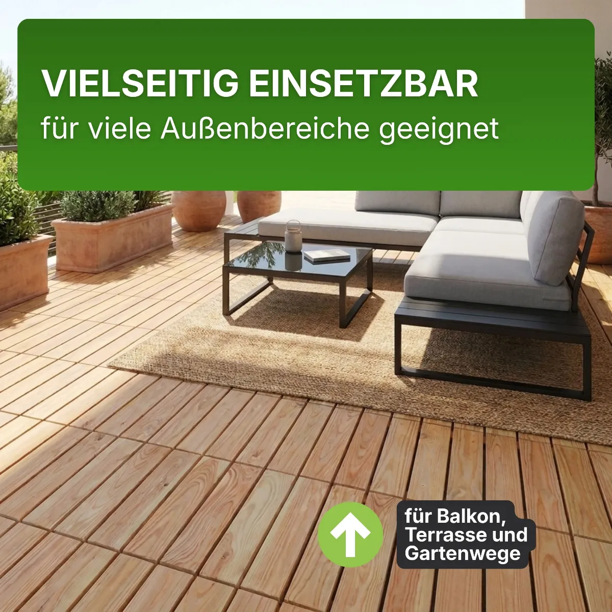 Holzfliese Lärche Natur glatt 50x50 cm Fliese Bodenfliese Terrassenfliese