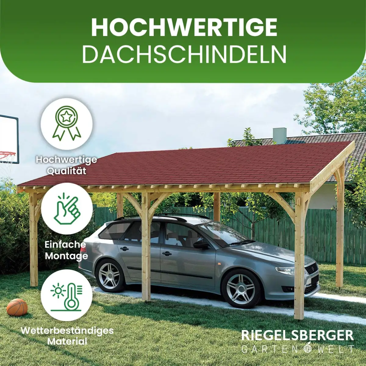 Bitumendachschindeln Biberschwanz Rot 2 m² Dachdeckung