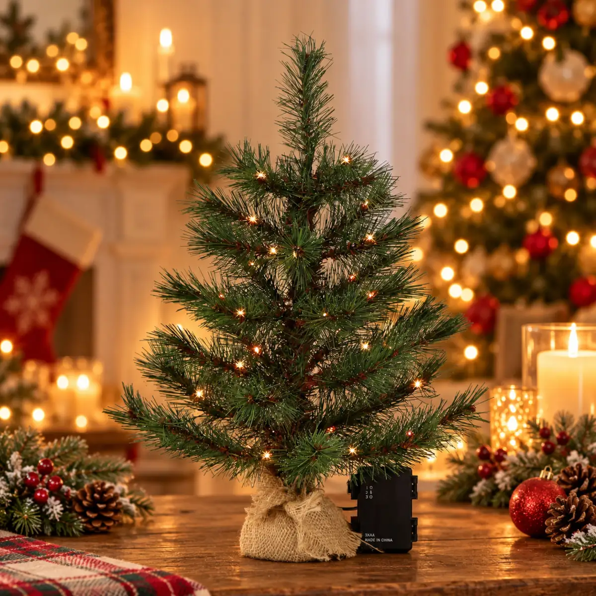 Künstlicher Weihnachtsbaum LED warmweiß kiefernähnlich mit Frosteffekt – 45/60/90 cm