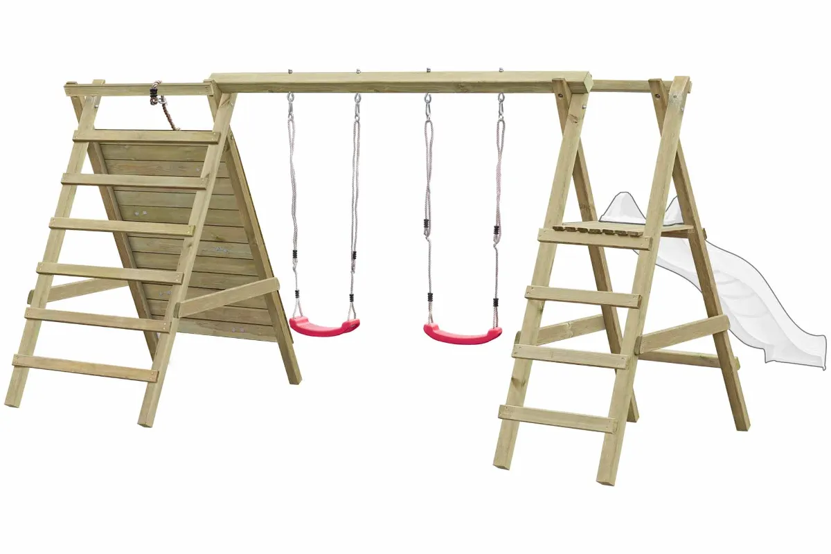 Gartenpirat Doppelschaukel Anna mit Kletternetz Sprossenleiter und Podest