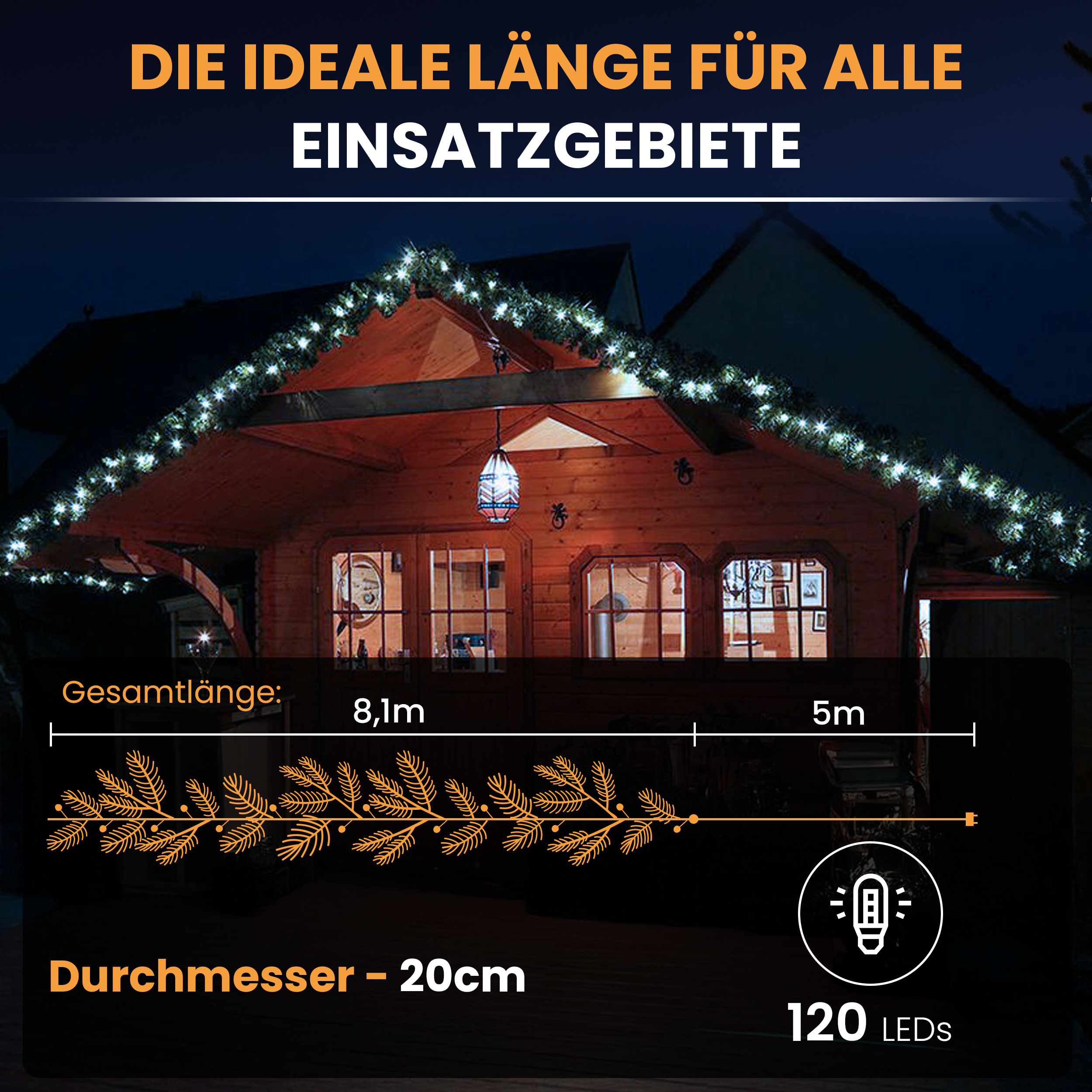 Künstliche Tannengirlande mit Beleuchtung LED Weihnachtsdeko Weihnachtsgirlande