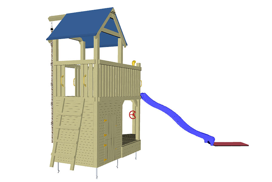 Spielturm Holz Piratenschiff Rauhbein mit Rutsche