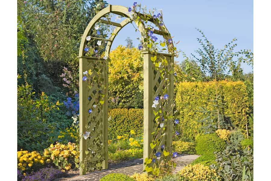 Pergola mit Rundbogen 119x58x240 cm Rosenbogen Holz mit Rankgitter Rosenhilfe Tor