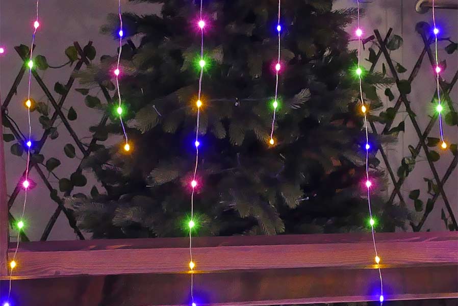 Eisregen Draht-Lichterkette 6m 450 Micro-LED bunt Weihnachten außen