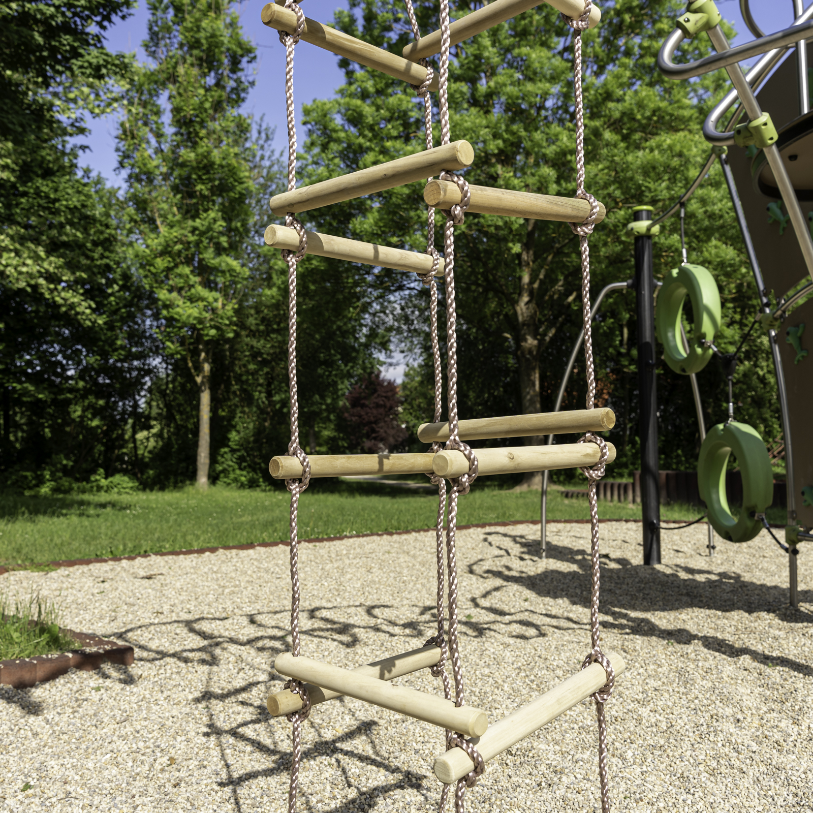 Strickleiter 2 m mit Holzsprossen 5 Ebenen für Kinder Kletterleiter für Spielturm