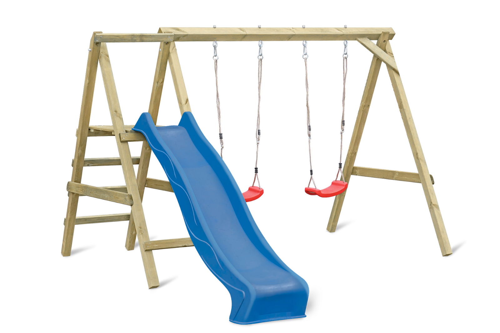 Schaukelgerüst Typ 4.2 mit Doppelschaukel und Rutsche für Kinder