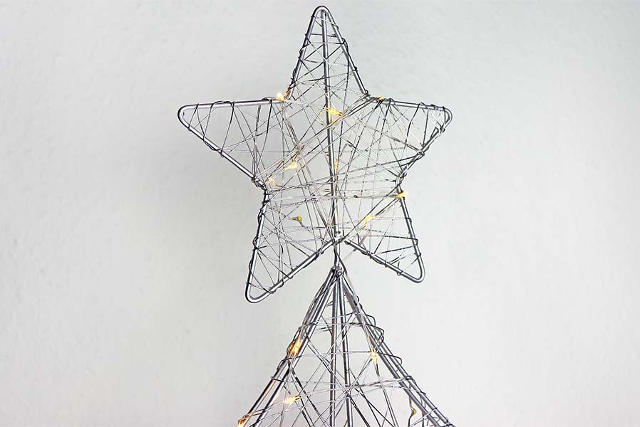 Silberdraht-Tannenbaum 100 cm mit 80 warmweißen LED, 16 LED blinkend