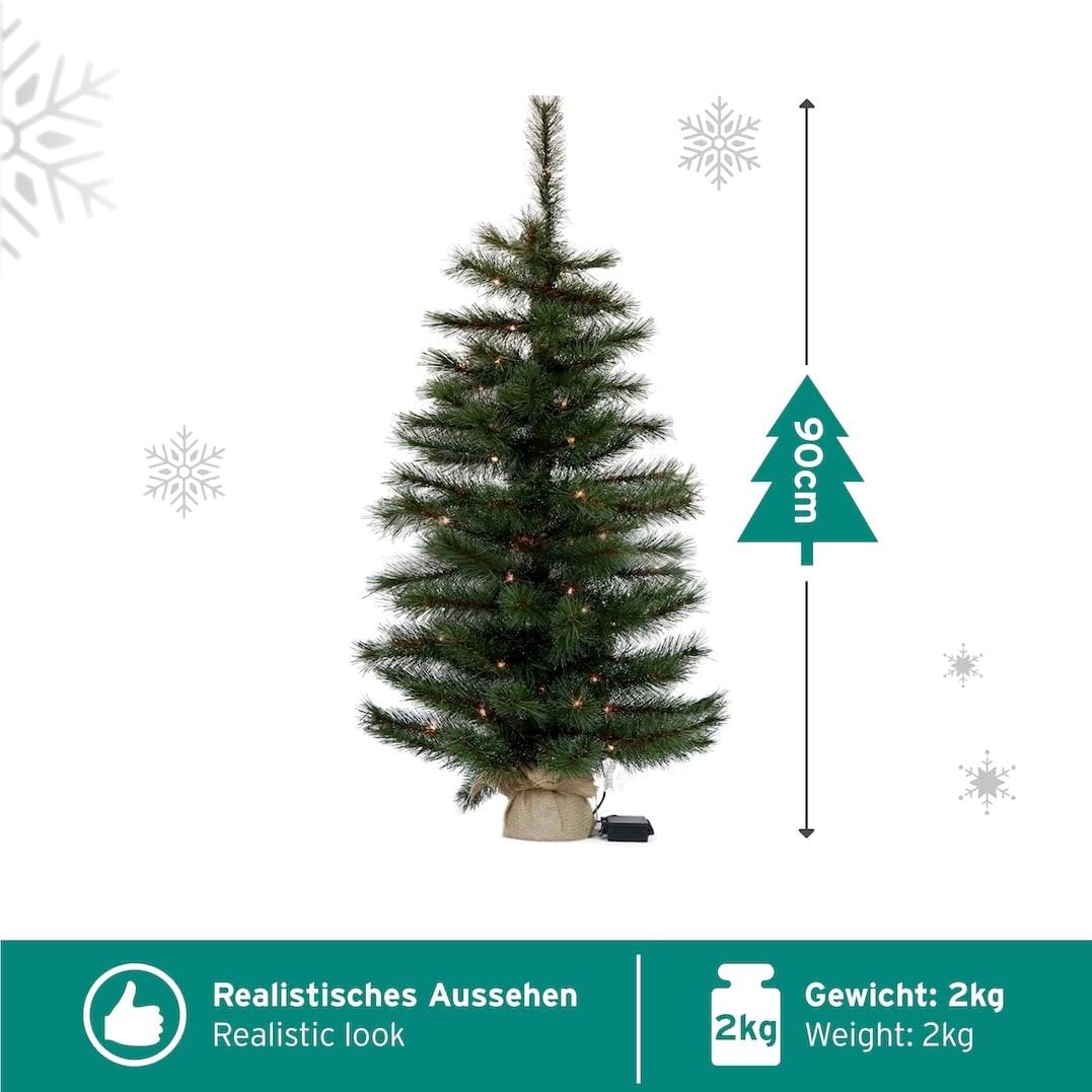 Künstlicher Weihnachtsbaum LED warmweiß kiefernähnlich mit Frosteffekt batteriebetrieben beleuchtet