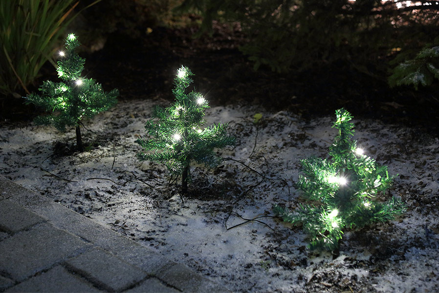 Tanne 5er Set mit LED warmweiß Lichterkette Weihnachtsbäumen Mini-Tannen Weihnachtsdekoration