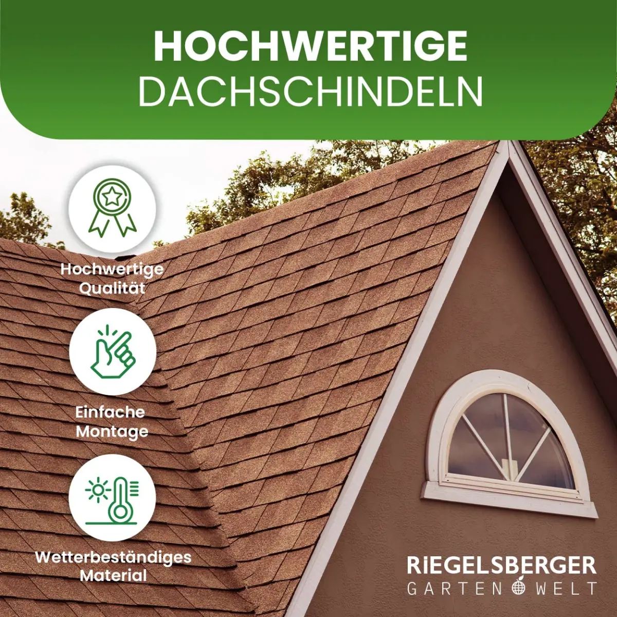 Bitumen Dachschindeln 2 m² rechteckig schwarz rot grün