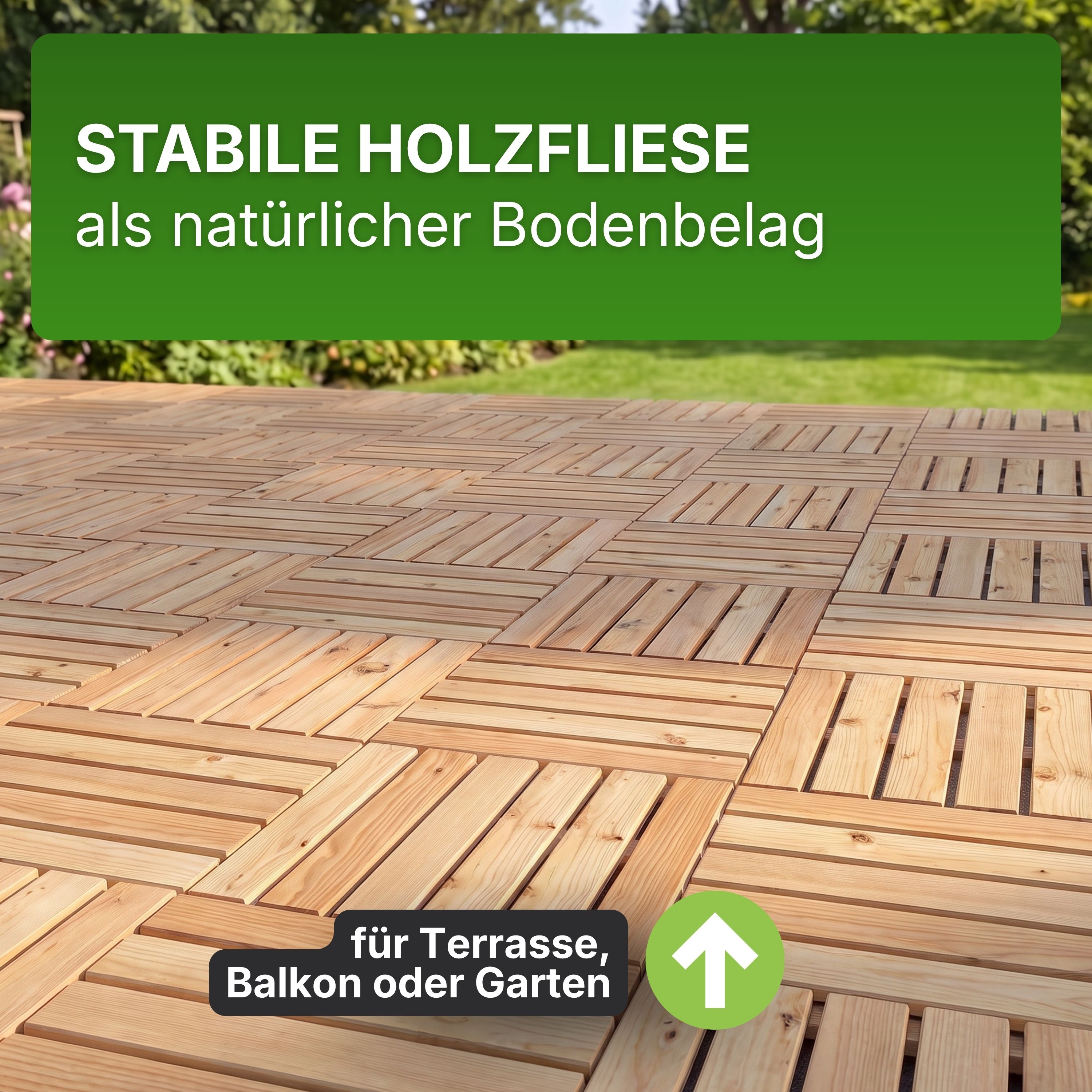 Holzfliese Lärche Natur glatt 50x50 cm Fliese Bodenfliese Terrassenfliese