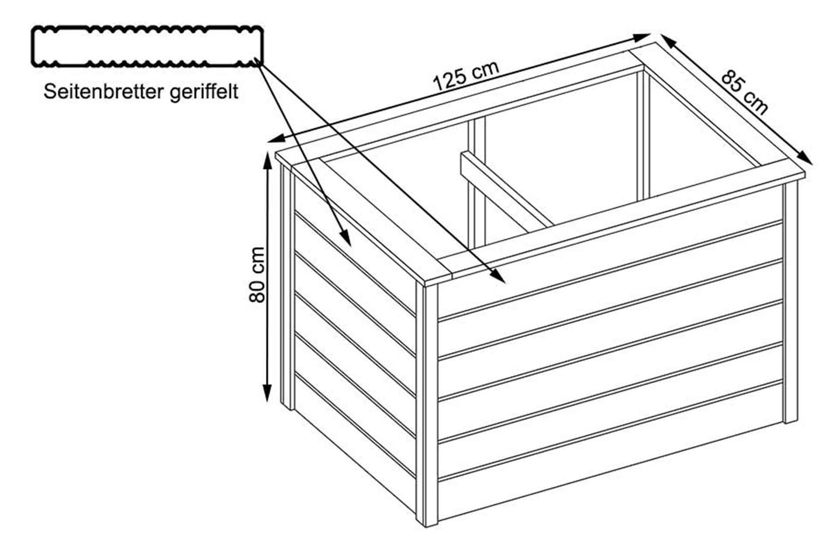 Hochbeet Lärche 125x85x80cm