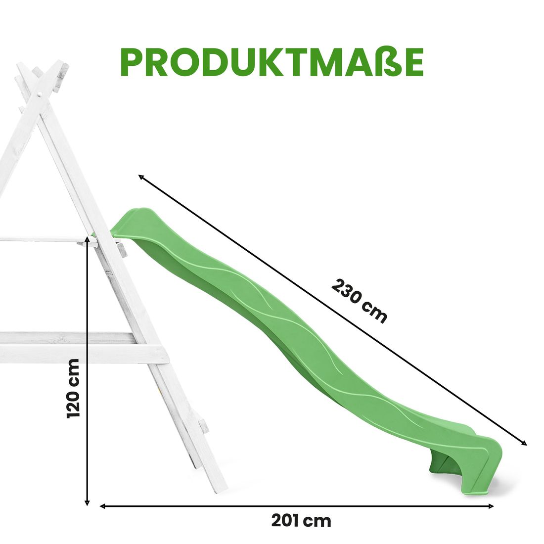 Wellenrutsche 230 cm Anbaurutsche – HDPE Outdoor-Rutsche apfelgrün
