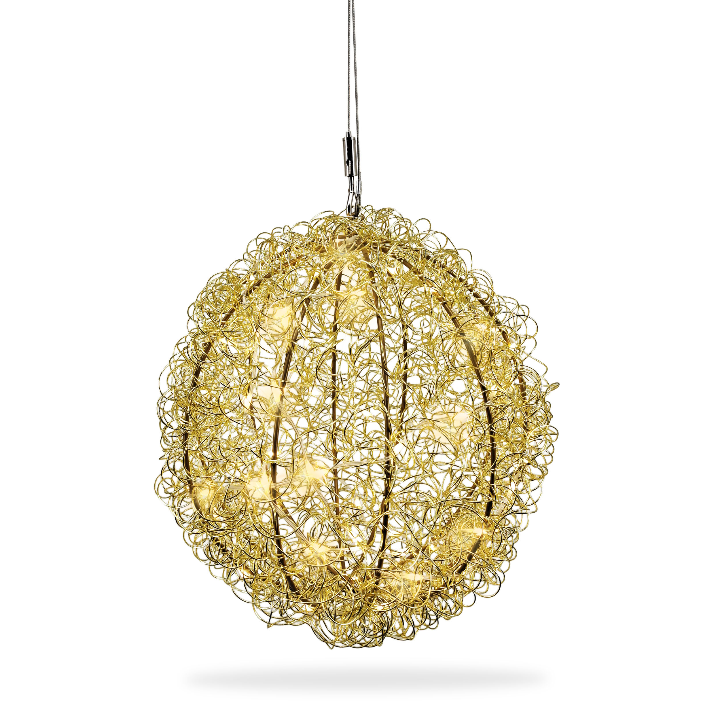 3D Drahtkugel Gold Ø 30 cm mit 80 LED warmweiß Timer-Funktion IP44