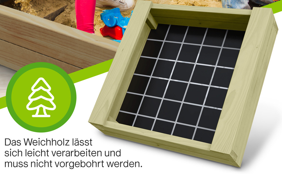 Sandkasten XXL Bär Bohlen aus Kiefernholz 60 mm imprägniert Sandkiste Buddelkiste Sandbox