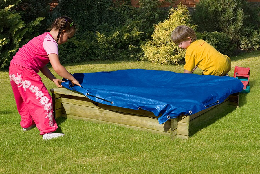 Holz-Sandkasten Tim 1,2 x 1,2 m mit Plane