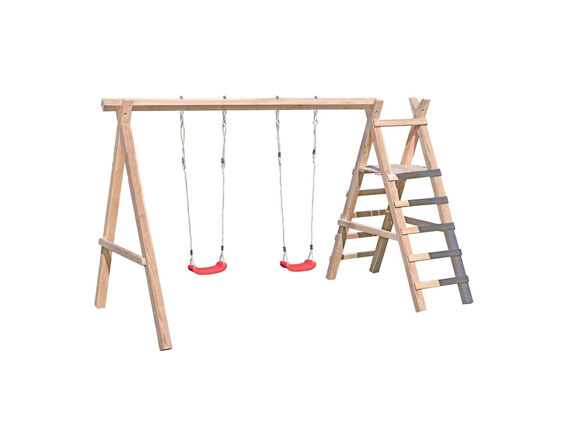 Schaukelgerüst Modell 4.2 mit Doppelschaukel für Kinder mit Podest für Rutsche