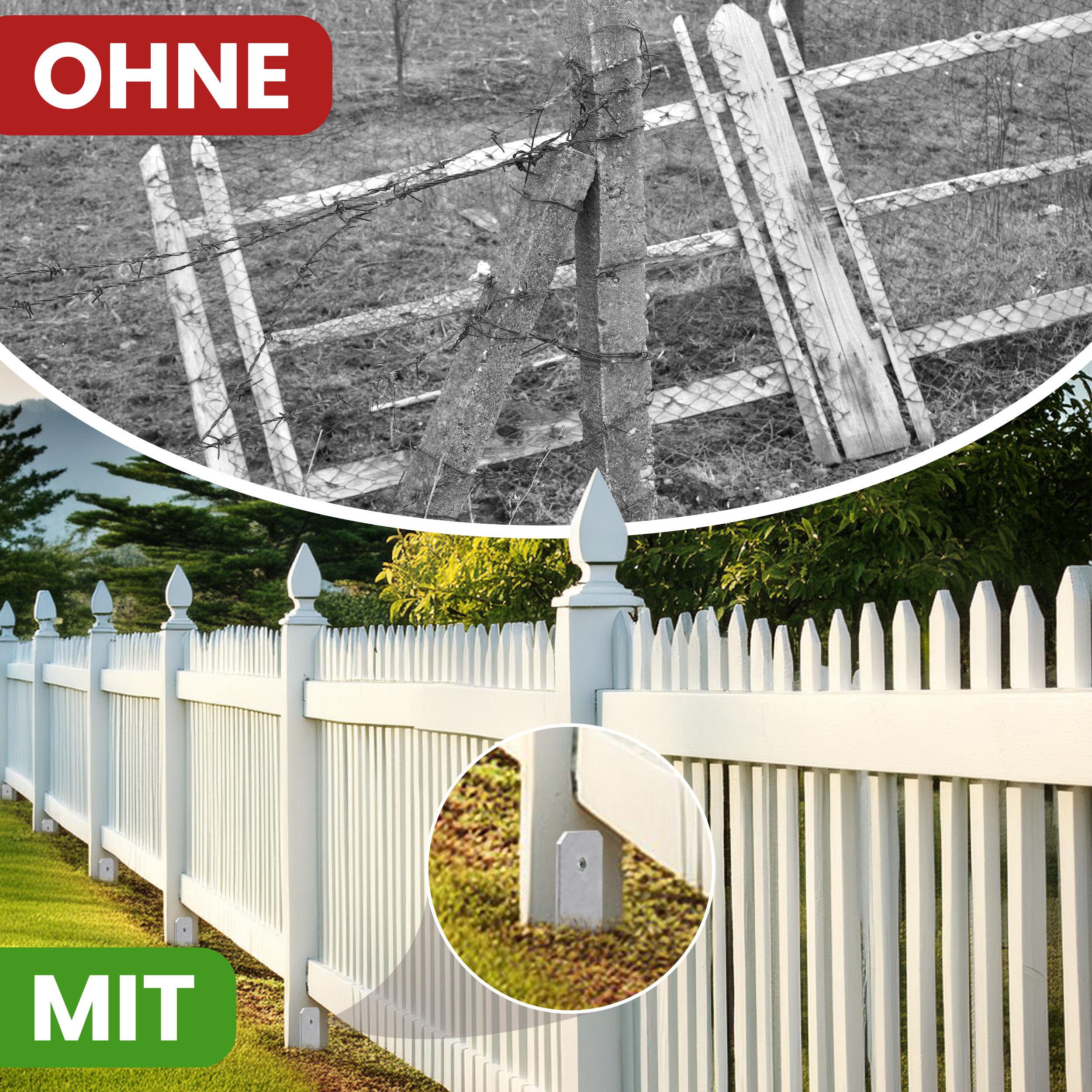 H-Anker 600x121x6 mm aus Stahl Pfostenanker für Pfosten 12x12 cm