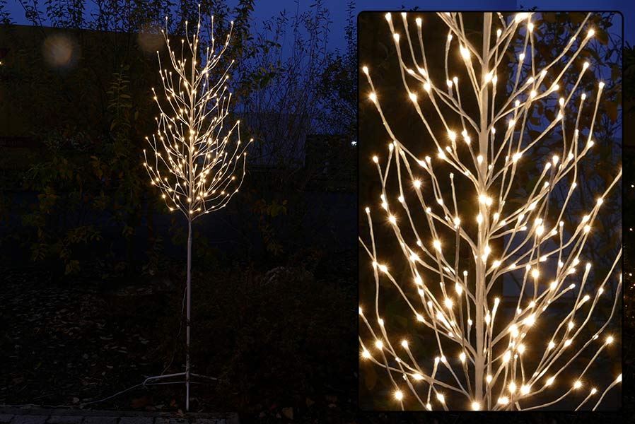led-baum-weiss LED-Baum weiß mit 240 LED warmweiß für Weihnachten außen 240 cm hoch