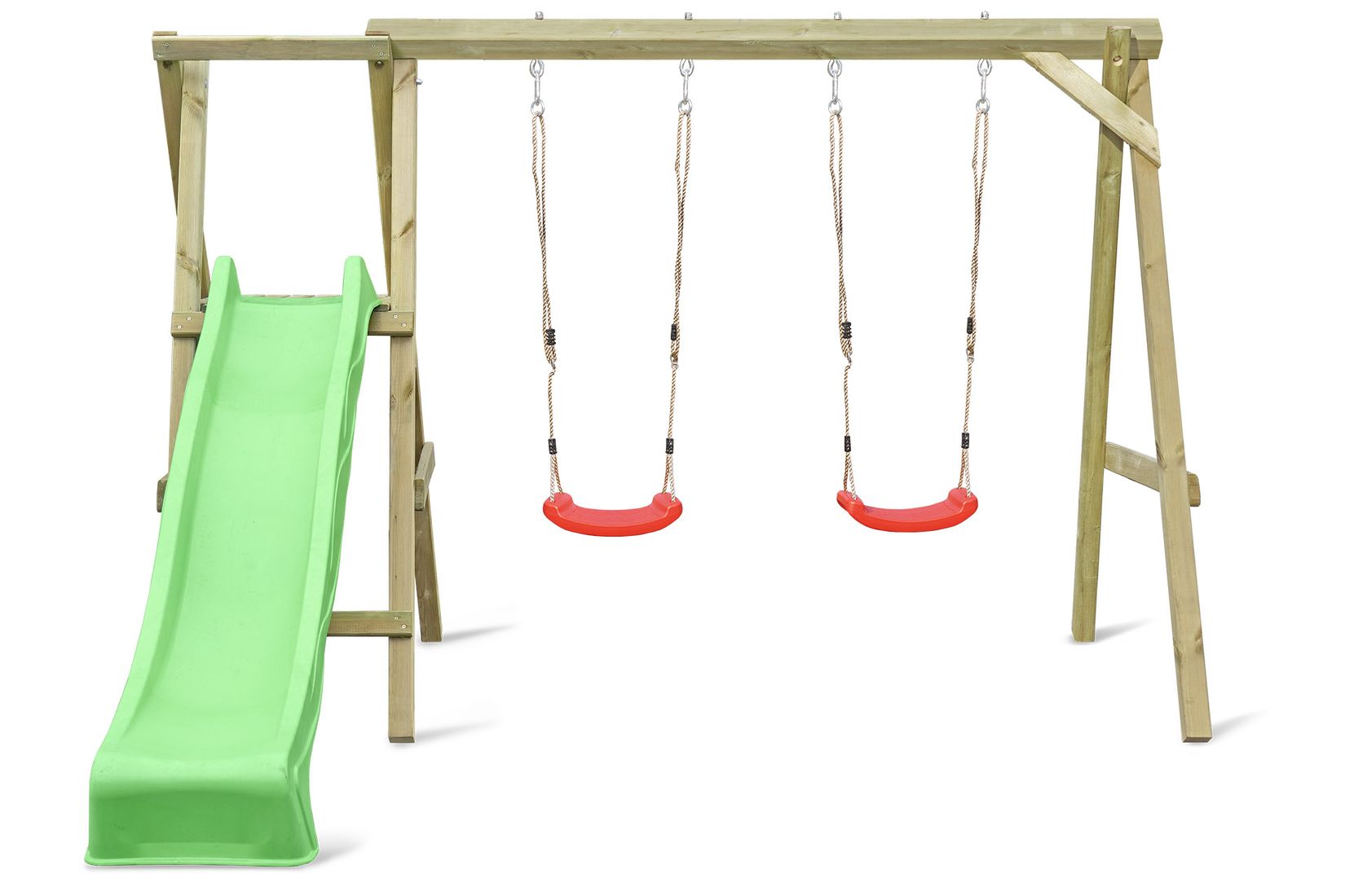 Schaukelgerüst Typ 4.2 mit Doppelschaukel und Rutsche für Kinder