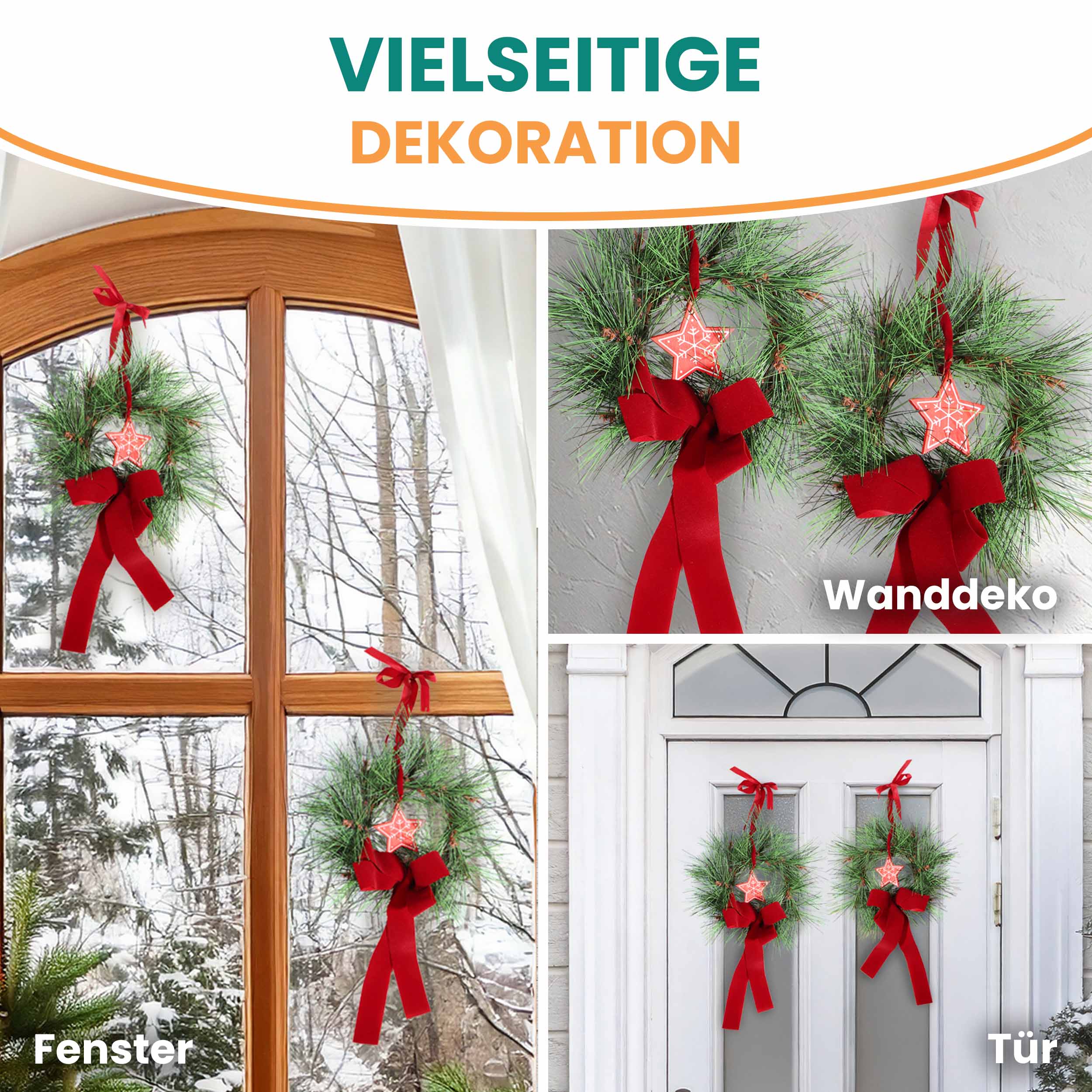 Künstlicher Advents-Türkranz Türschmuck Ø 22 cm und Ø 36 cm Weihnachtskranz