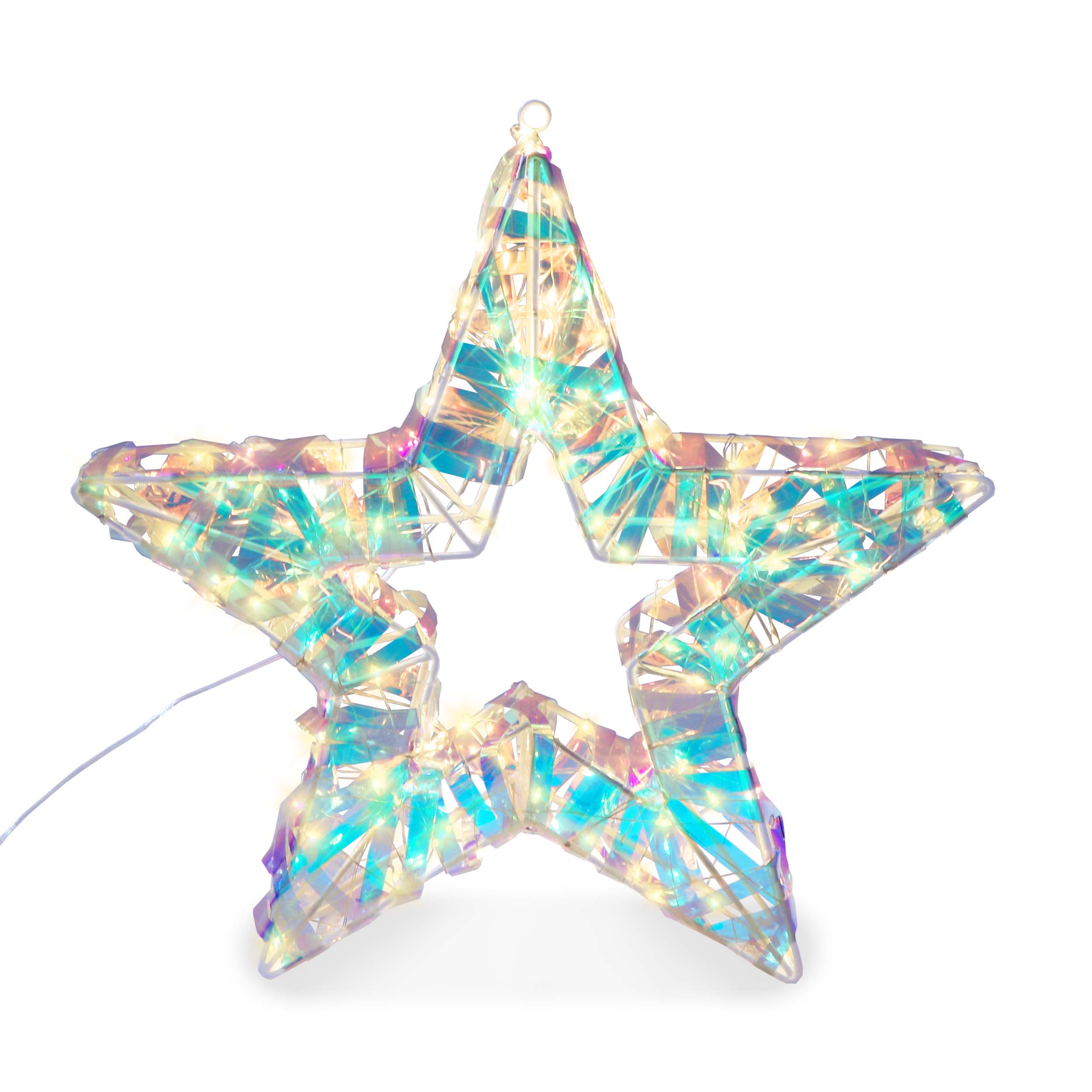 Weihnachtsstern 40x40 cm in Regenbogenfarben 180 LED warmweiß mit Timer außen