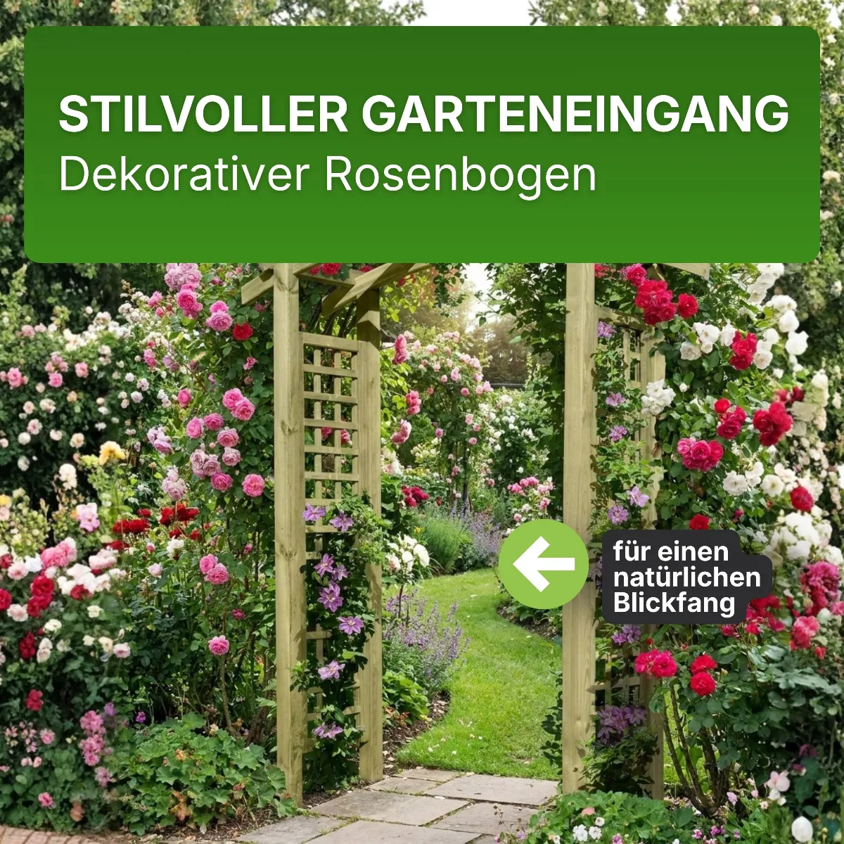 Torbogen Pergola Holzbogen aus Holz KDI mit Rankgitter Rosenbogen Rankhilfe