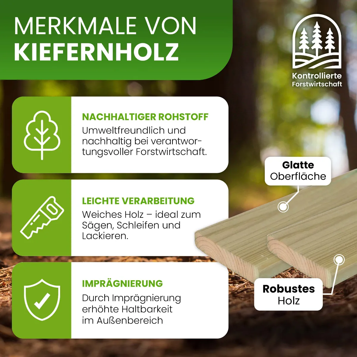 Holzpaket für Gartenzaun Lattenzaun inkl. Schrauben 180 cm breit Kiefer imprägniert Typ F 120 cm hoch