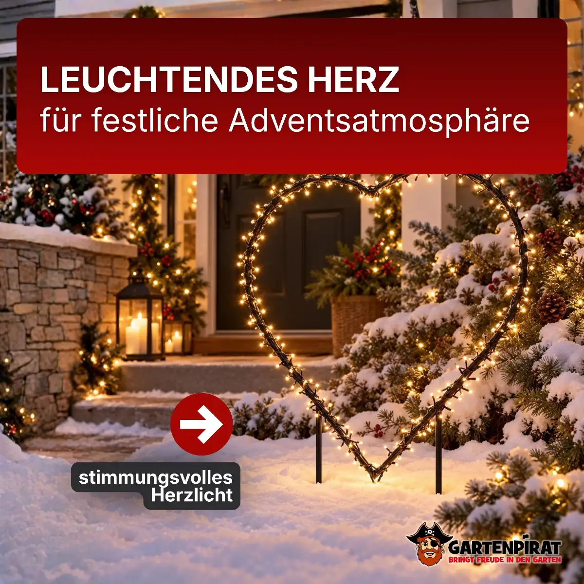 Weihnachtsdeko Herz mit Beleuchtung
