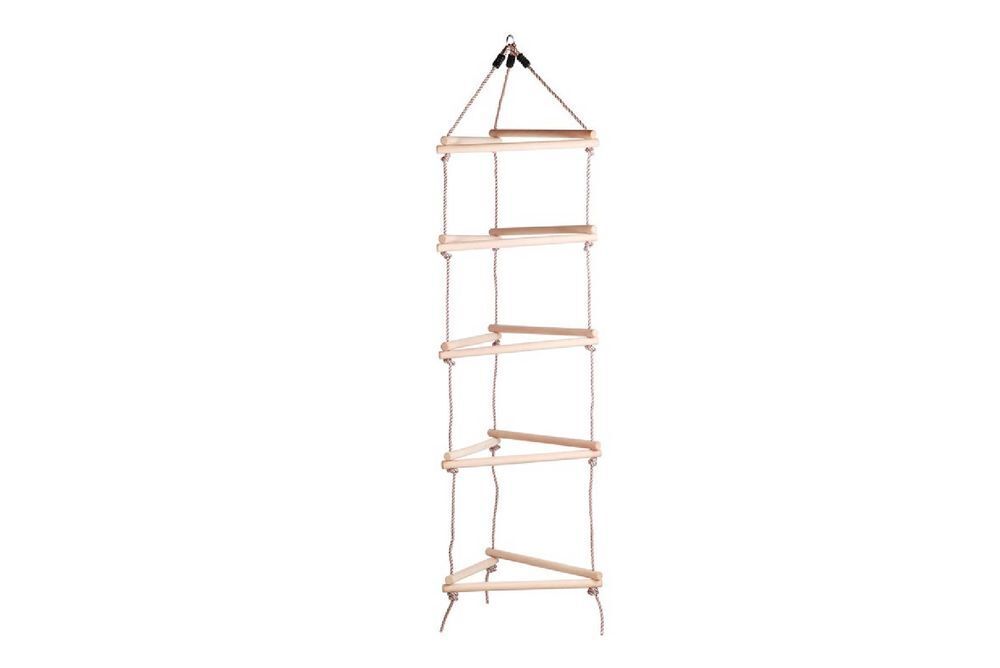 Strickleiter 2 m mit Holzsprossen 5 Ebenen für Kinder Kletterleiter für Spielturm