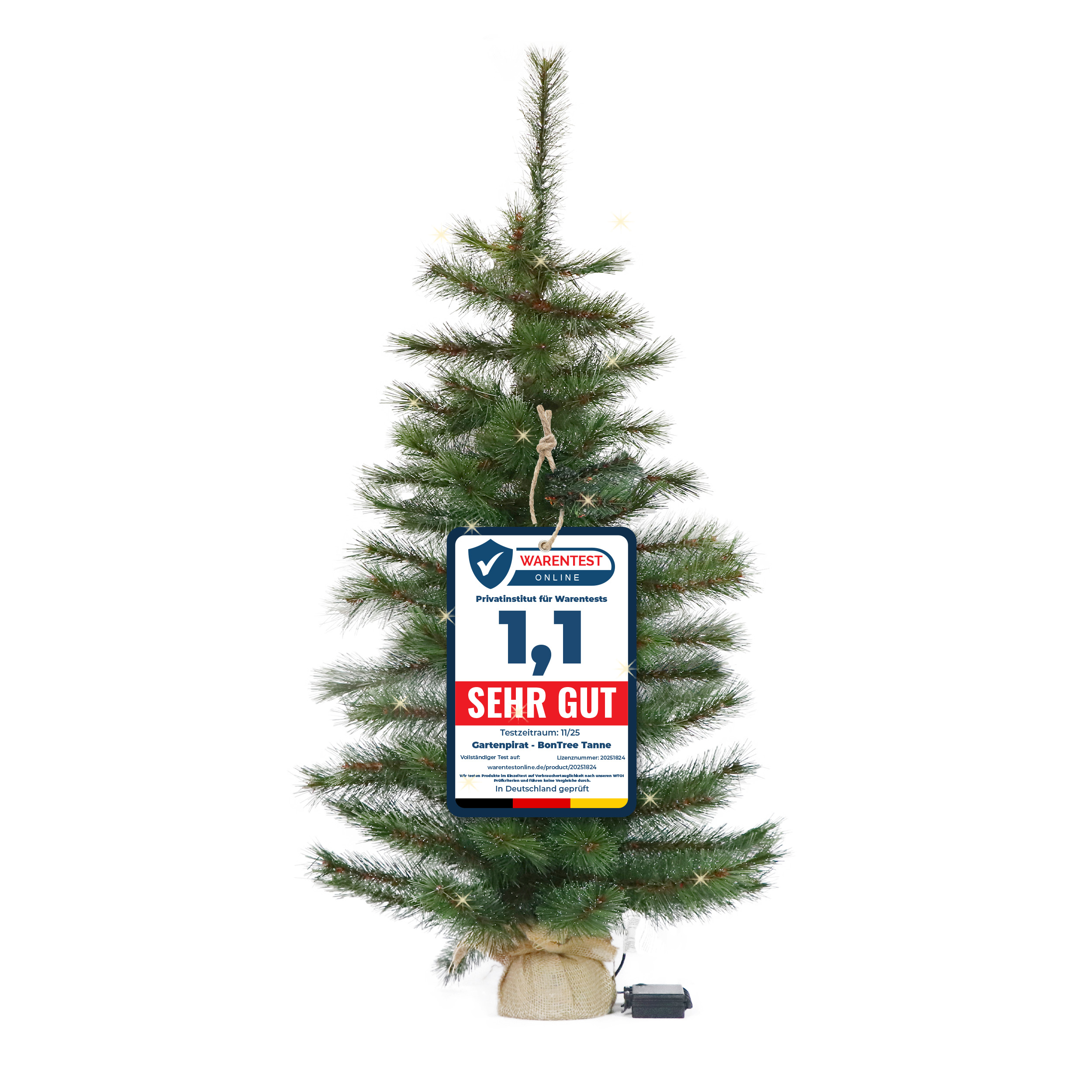 Künstlicher Weihnachtsbaum LED warmweiß kiefernähnlich mit Frosteffekt batteriebetrieben beleuchtet