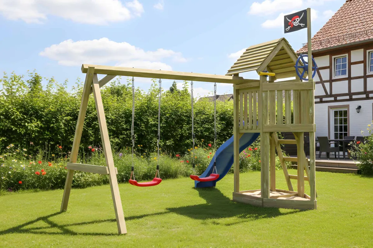 Spielturm Lina Fun mit Podest und Doppelschaukel