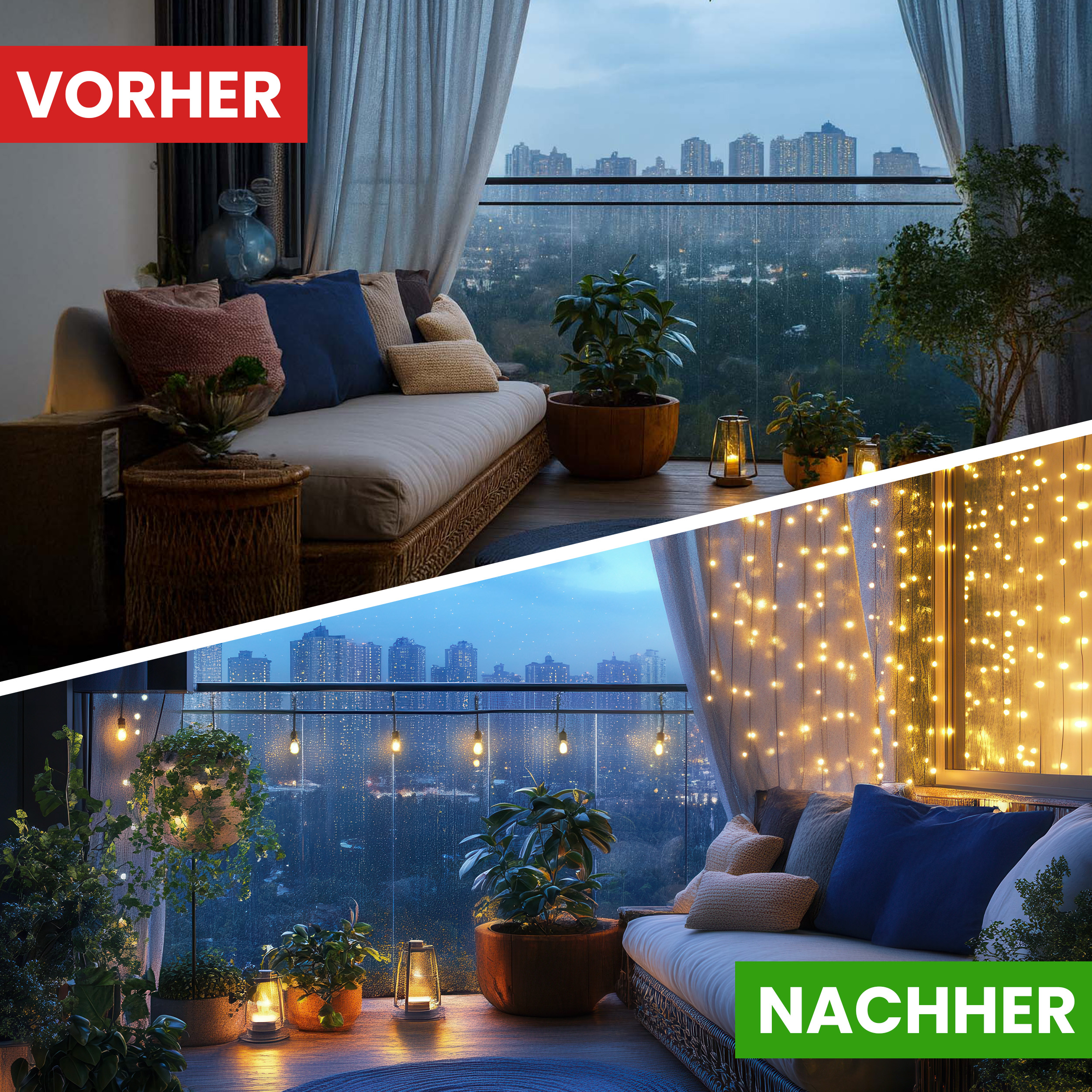 PRO CONNECT Lichtervorhang 75 x 200 cm 60 LED warmweiß - IP44 für innen & außen
