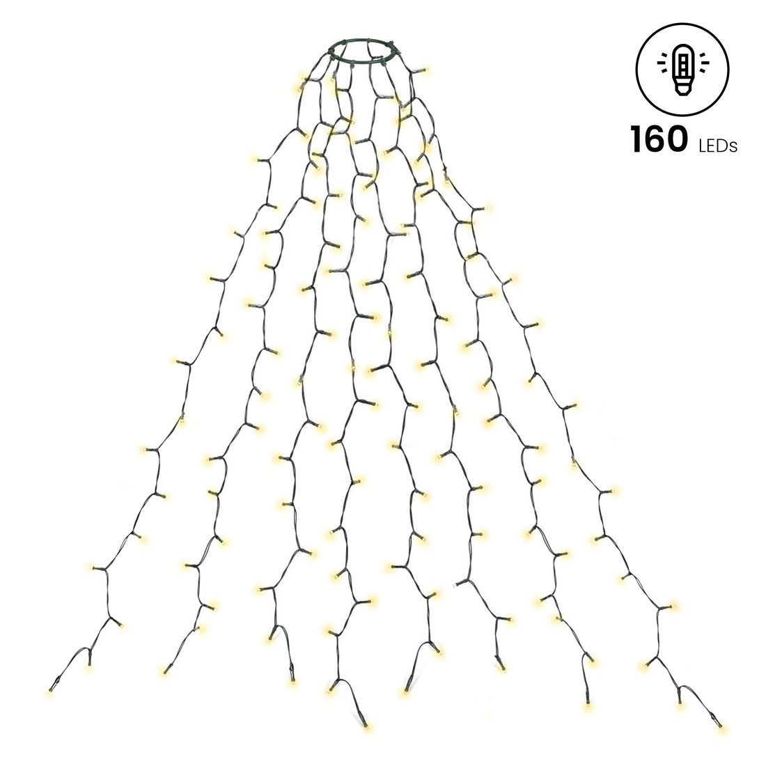 Baum-Lichterkette 160 LED mit Ring und 8 Strängen 1,8 m
