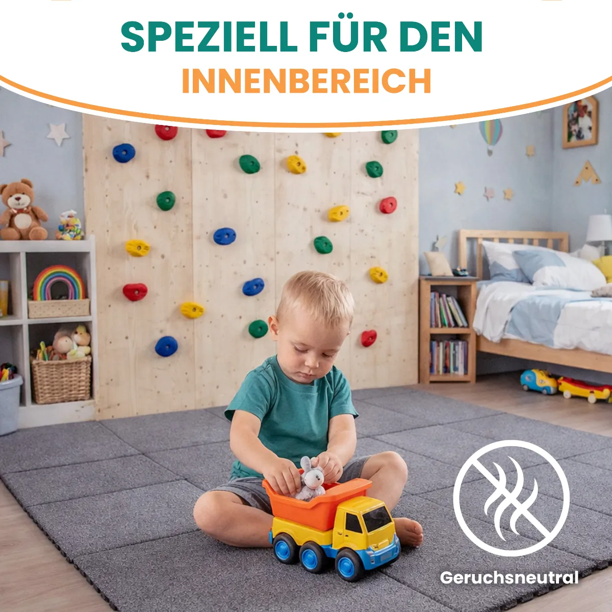 Fallschutzmatte 50x50 cm Wüstenbraun 43 mm aus Gummi für Spielgeräte