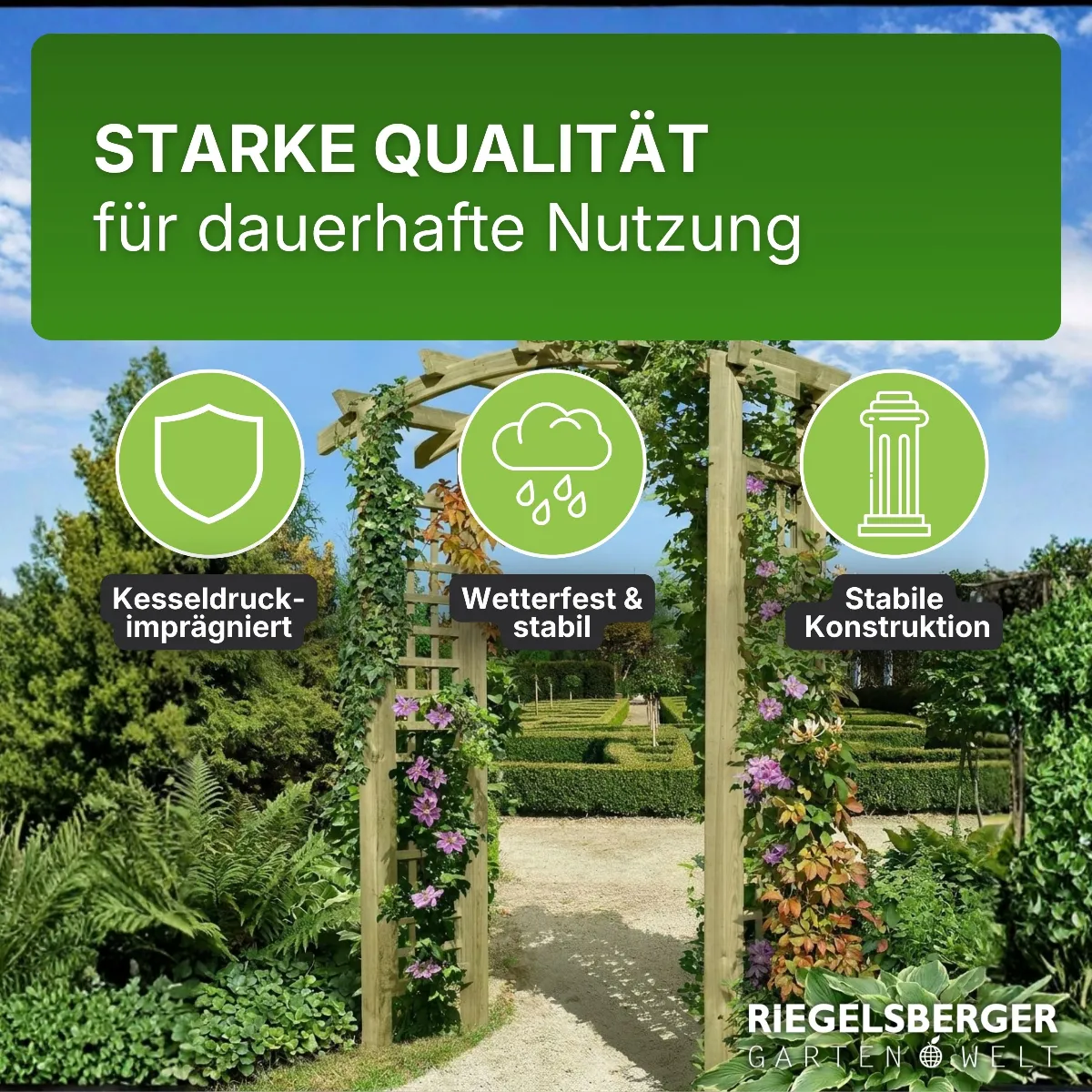 Torbogen Pergola Holzbogen aus Holz KDI mit Rankgitter Rosenbogen Rankhilfe