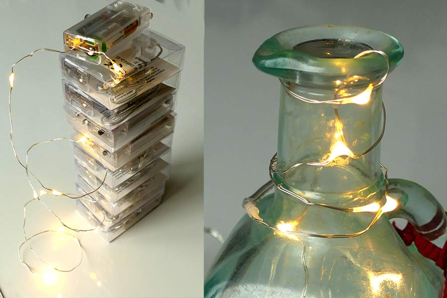 lichterketten Batterie-Licherkette 100 cm 10 LED mit Silberdraht Micro-LED