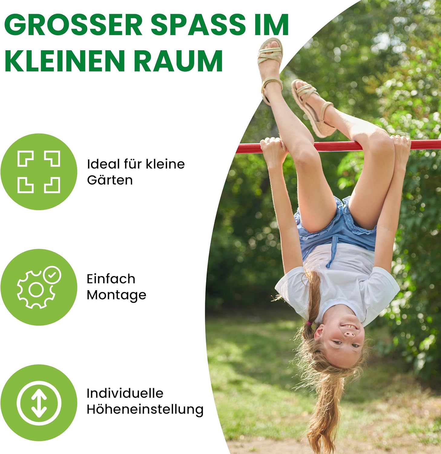 Turnreck aus Rundholz mit Reckstange rot Kletterstange Turnstange für draußen