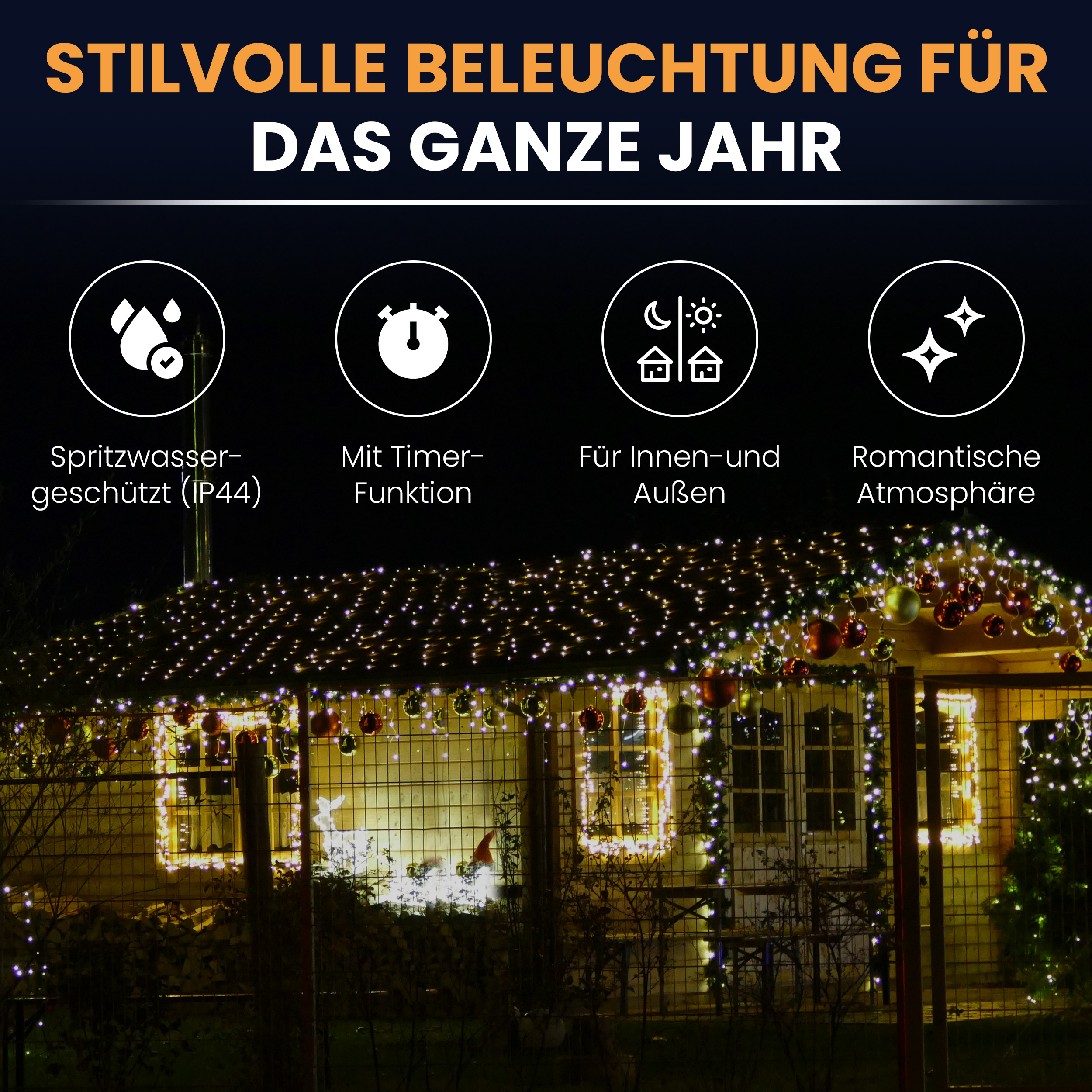 LED-Lichternetz mit Kabel LED Dekoration Beleuchtung Lichterkette