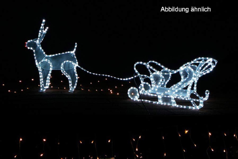 Rentier mit Schlitten 100 x 49 cm 216 LED beleuchtet für außen