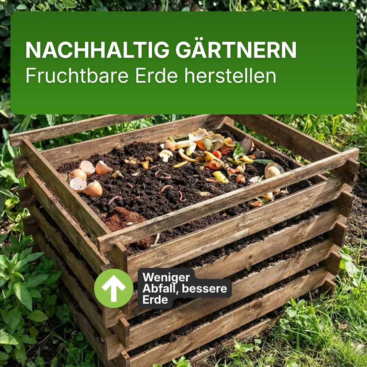 Komposter 90x90x70 cm für den Garten aus Holz mit Stecksystem Kompostsilo