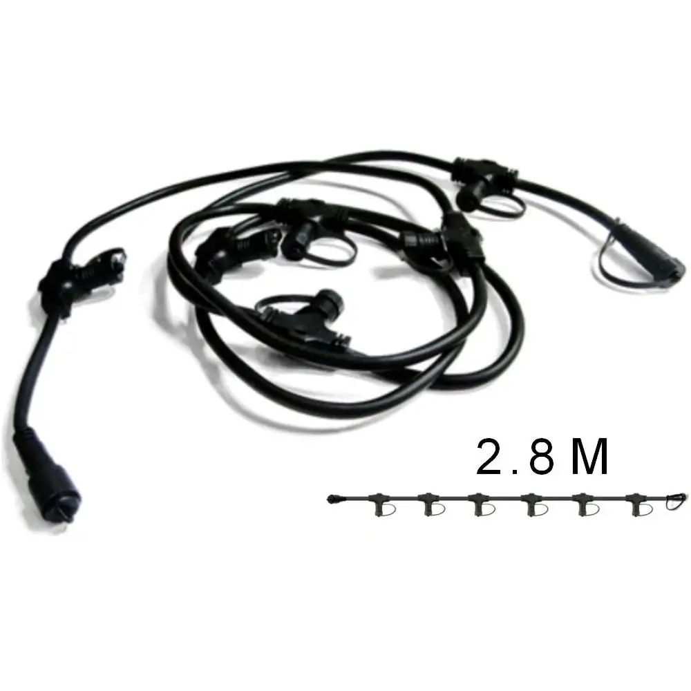 Steckverbinder 230V wasserdicht • Kabelverbinder 2,8 m 6 Ausgänge schwarz • IP67 Gartenbeleuchtung