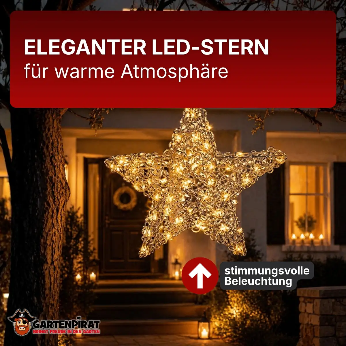 LED Stern 60 cm Aluminium warmweiß