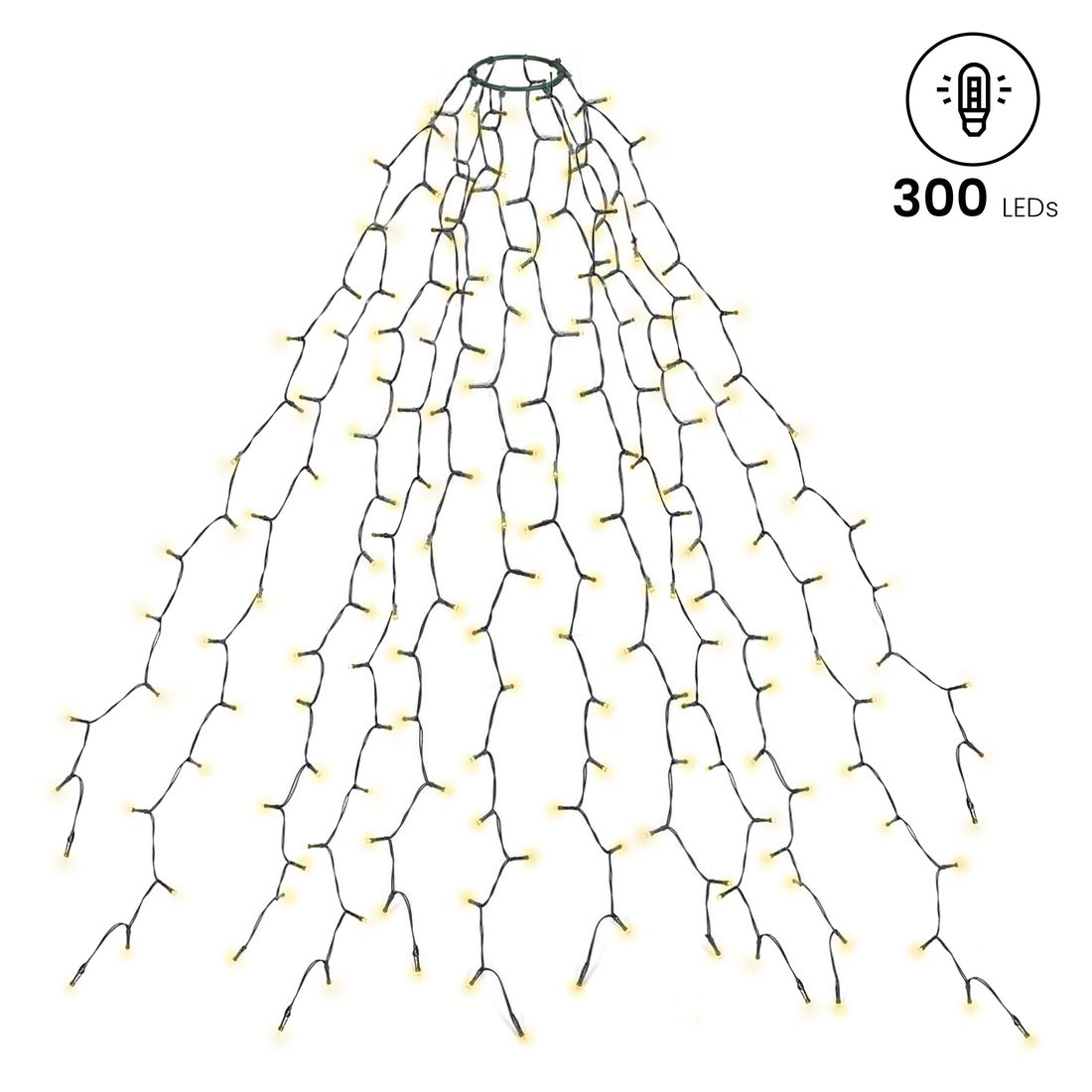 Baum-Lichterkette 300 LED mit Ring und 12 Strängen 2 bis 2,2 m