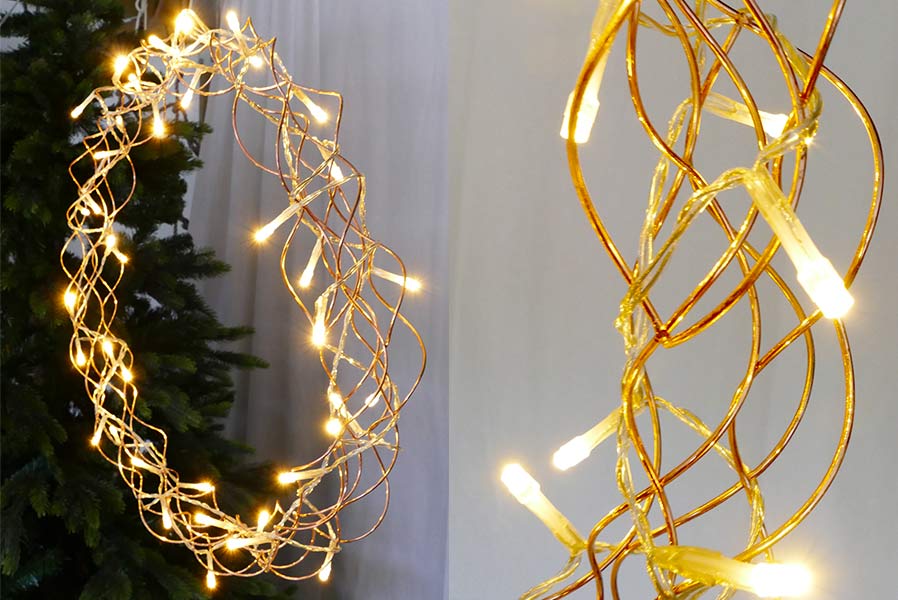 LED-Lichterkränze Kupfer warmweiß mit Timer