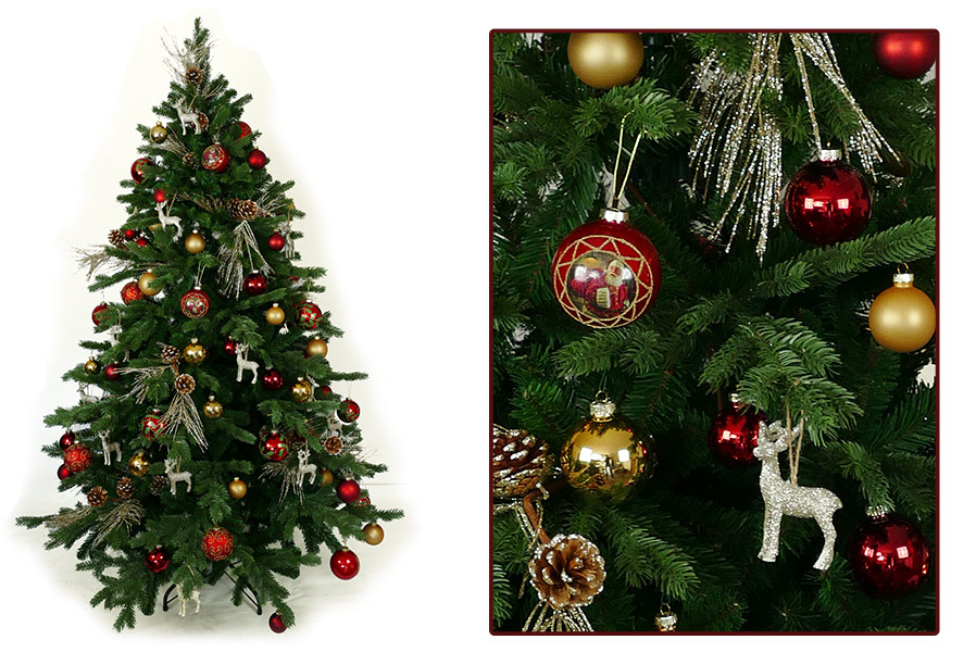 Christbaumschmuck-Set 112-teilig Christbaumkugeln Rentieranhänger Deko Christbaum-Anhänger